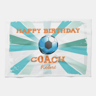 Linge De Cuisine Joyeux entraîneur de football Anniversaire Orange/