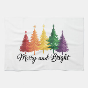 Linge De Cuisine Joyeux et lumineux sapin de Noël arc-en-ciel gay L