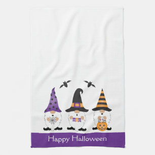 Linge De Cuisine Joyeux Gnomes d'Halloween violet orange