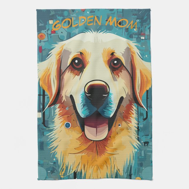 Linge De Cuisine Joyeux Golden Retriever Maman (Vertical)