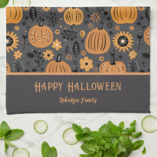 Linge De Cuisine Joyeux Halloween Automne Citrouille Nom de Famille