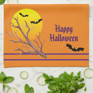 Linge De Cuisine Joyeux Halloween Chauves-souris et Lune