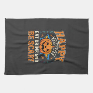 Linge De Cuisine Joyeux Halloween Citrouille Manger Boire Être Effr