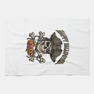 Linge De Cuisine Joyeux Halloween Crâne de Pirate Os Croisés Citrou