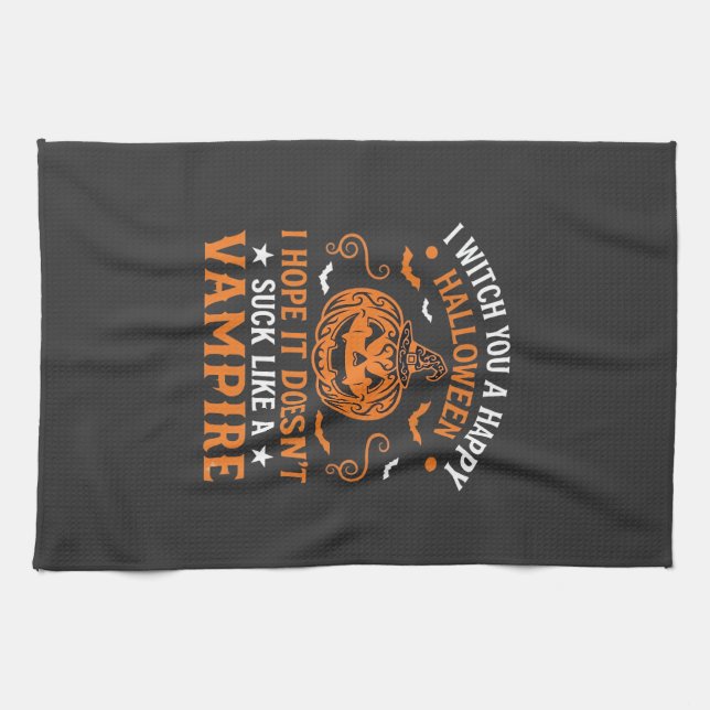 Linge De Cuisine Joyeux Halloween Vampire Citrouille Sorcière Chape (Horizontal)