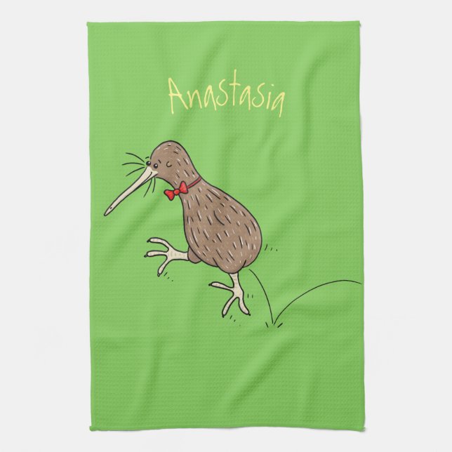 Linge De Cuisine Joyeux kiwi de saut avec dessin de cravate arc (Vertical)