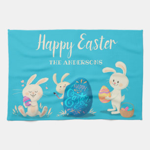 Linge De Cuisine Joyeux lapins de Pâques et oeufs de Pâques perso