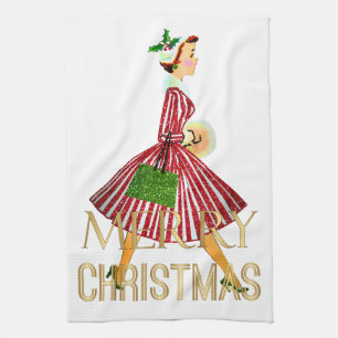 Linge De Cuisine Joyeux Noël 1950 Noël Vintage Lady
