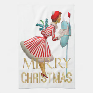 Linge De Cuisine Joyeux Noël 1950 Noël Vintage Lady
