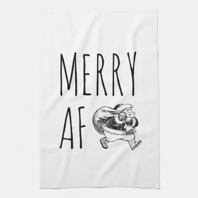Linge De Cuisine Joyeux Noël AF Funny Santa (Vertical)