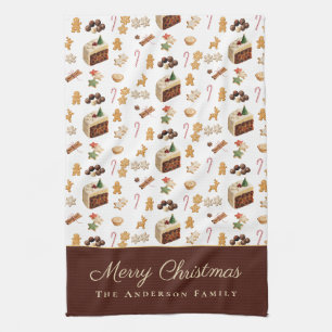 Linge De Cuisine Joyeux Noël aquarelle patisserie de fêtes