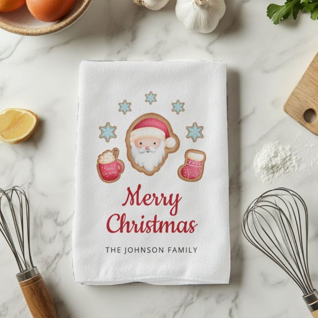Linge De Cuisine Joyeux Noël au Père Noël mignon (Cute Santa Merry Christmas Kitchen Towel)