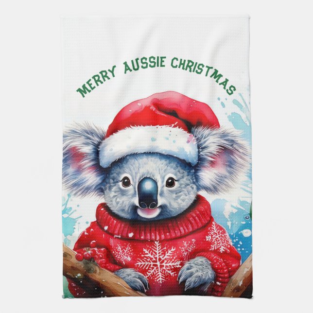 Linge De Cuisine Joyeux Noël australien Koala (Vertical)