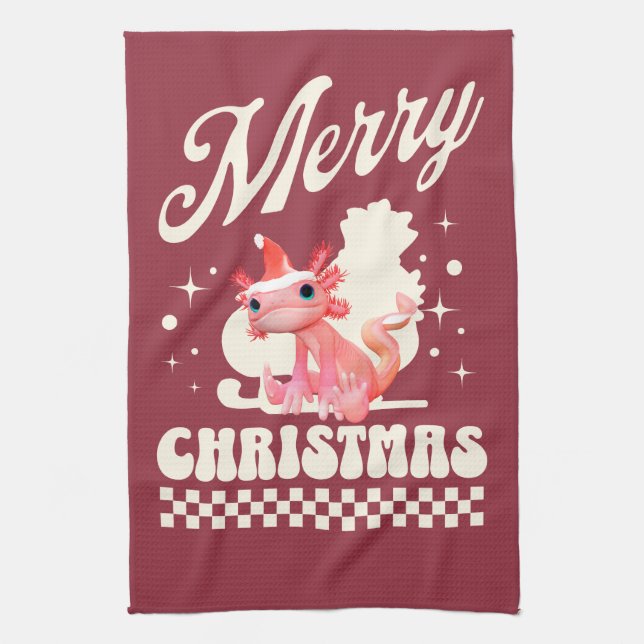 Linge De Cuisine Joyeux Noël Axolotl Mignon Noël  (Vertical)