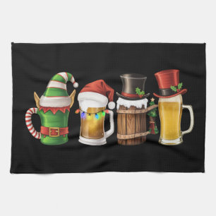 Linge De Cuisine Joyeux Noël Bières Buveur Père Noël Amateur de Biè