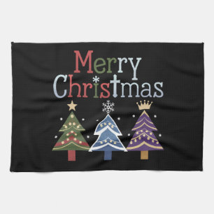 Linge De Cuisine Joyeux Noël Croix Arbre de Noël Rétro