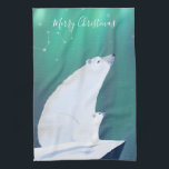 Linge De Cuisine Joyeux Noël Des Ours Polaires<br><div class="desc">Illustration de l'ours polaire hivernal mignon peint à la main</div>