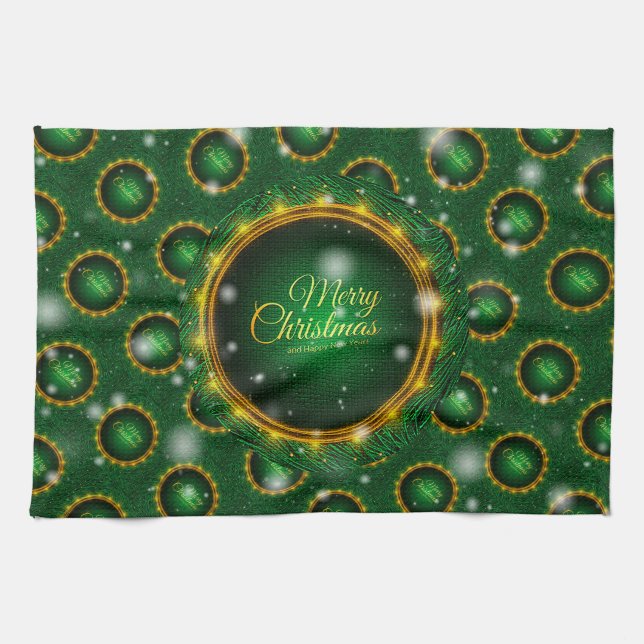 Linge De Cuisine Joyeux Noël Heureux Meilleur cadeau (Horizontal)