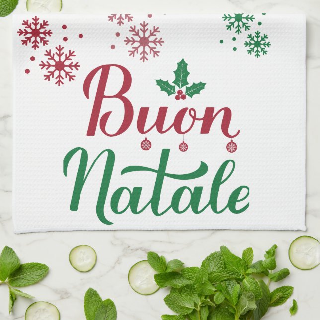 Linge De Cuisine Joyeux Noël Italien Merry Christmas (Plié)