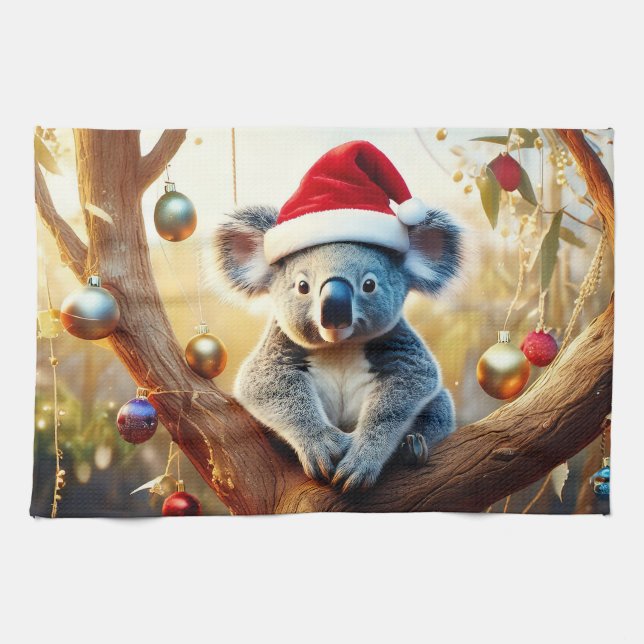 Linge De Cuisine Joyeux Noël Koala assis à Gumtree (Horizontal)