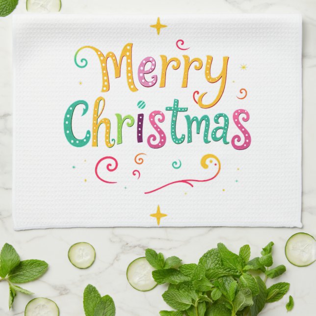 Linge De Cuisine Joyeux Noël lumineux et frais (Plié)