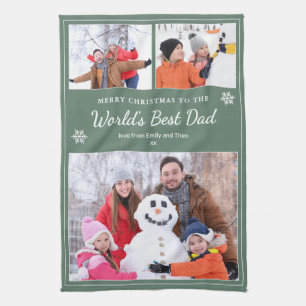 Linge De Cuisine Joyeux Noël Meilleur Papa du Monde Photos Vert Sau