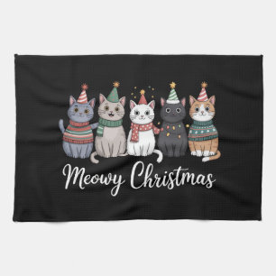 Linge De Cuisine Joyeux Noël Meowy Bonne Année Chat Amoureux de Cha