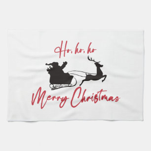 Linge De Cuisine Joyeux Noël moderne Père Noël Sleigh and Reindeer