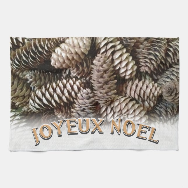 Linge De Cuisine Joyeux Noel Noël Pine Cône de Noël (Horizontal)