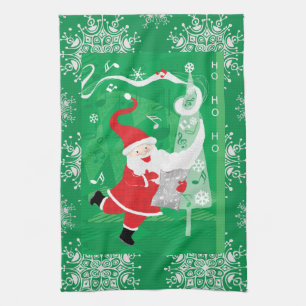 Linge De Cuisine Joyeux Noël, Père Noël chantant et dansant