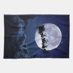 Linge De Cuisine Joyeux Noël Père Noël sur la lune