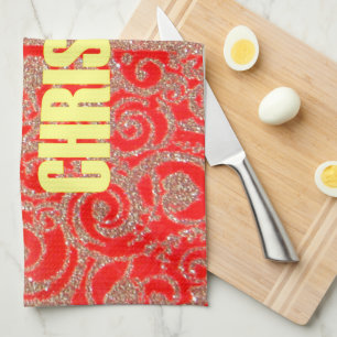 Linge De Cuisine Joyeux Noël Rouge et Gold Collection