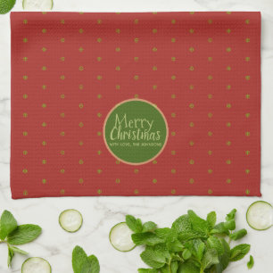 Linge De Cuisine Joyeux Noël Texte personnalisé rouge