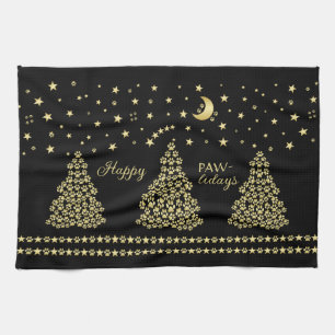 Linge De Cuisine Joyeux Pawlidays, Arbre de Noël Patte dorée brilla