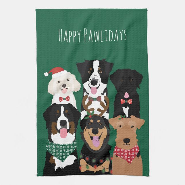Linge De Cuisine Joyeux Pawlidays Mignon Noël (Vertical)