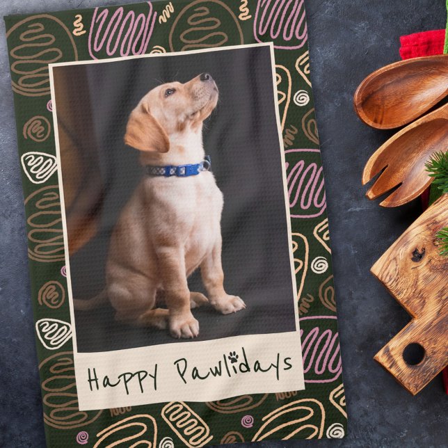 Linge De Cuisine Joyeux Pawlidays Rose Noir une ligne Pet Photo (Créateur téléchargé)