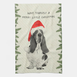 Linge De Cuisine Joyeux petit Noël de Basset Hound