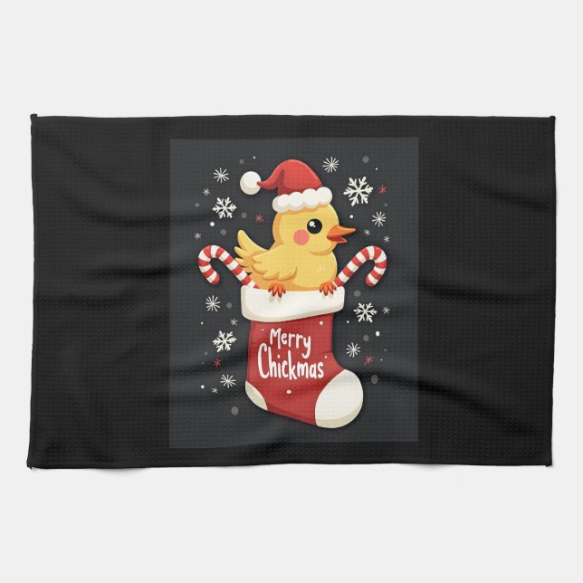 Linge De Cuisine Joyeux poulet de Noël (Horizontal)