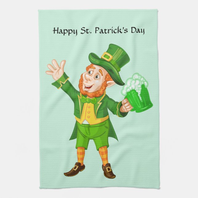 Linge De Cuisine Joyeux Saint Patrick's Day Leprechaun (Vertical)