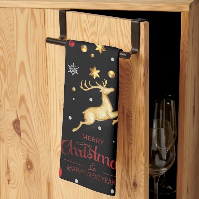 Linge De Cuisine Joyeux sapin rouge (Pliage en tiers)