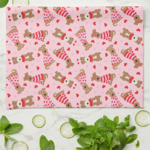Linge De Cuisine Joyeux Valentines Day Welsh Wire Fox Terrier Chien