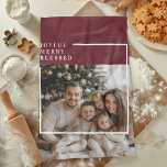 Linge De Cuisine Joyful Merry Blessed Personalized Christmas Photo<br><div class="desc">Add a warm, personal touch to holiday décor with this Joyful Merry Blessed Personalized Christmas Photo Kitchen Towel. Featuring a rich burgundy accent, elegant modern typography, and a clean white photo frame, this festive kitchen towel beautifully showcases a favorite family photo. The timeless design blends effortlessly into cozy farmhouse, modern,...</div>