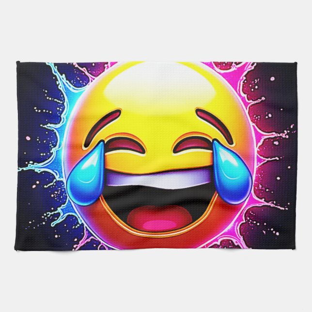 Linge De Cuisine Joyful Splash: Laughing Emoji Art (Horizontal)