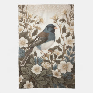 Linge De Cuisine Junco aux yeux noirs élégant floral crème