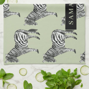 Linge De Cuisine Jungle Zebra Wild Motif & Nom personnalisé
