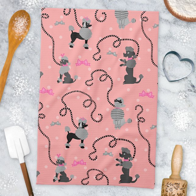 Linge De Cuisine Jupe de caniche rétro rose et Motif les années 50  (Créateur téléchargé)