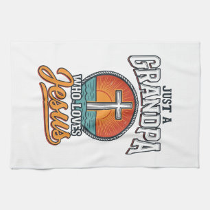 Linge De Cuisine Juste un grand-père qui aime Jésus Vintage Cross S