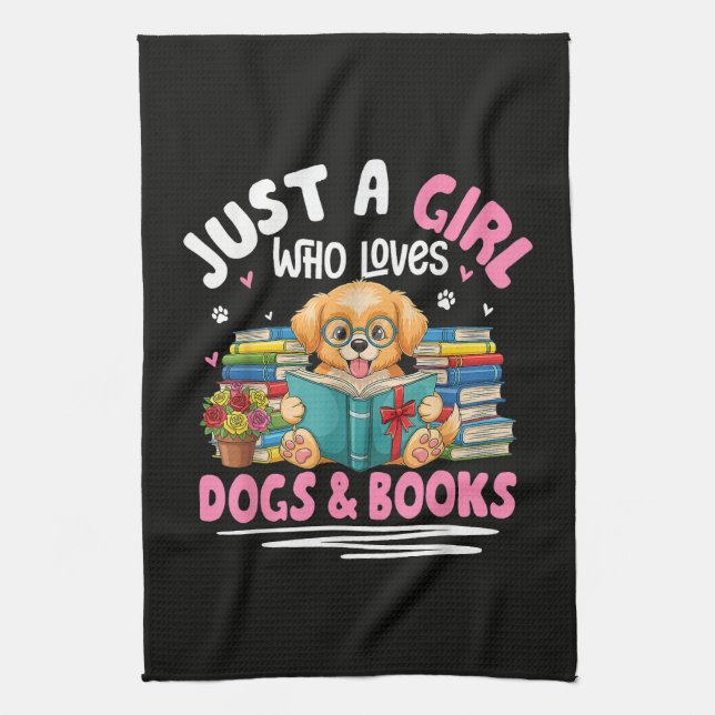 Linge De Cuisine Juste Une Fille Qui Aime Les Chiens Et La Lecture  (Vertical)
