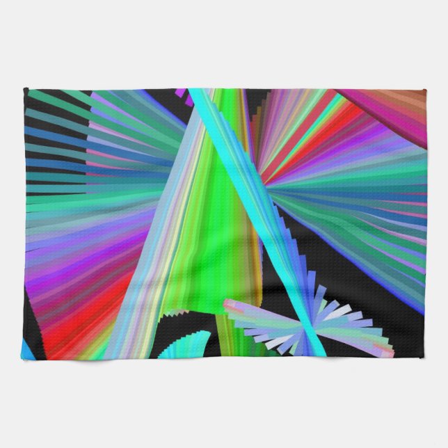 Linge De Cuisine Kaleidoscope Art Rouge Vert Violet Bleu Noir (Horizontal)