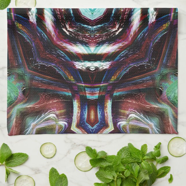 Linge De Cuisine Kaléidoscope brun rustique boisé avec détails ment (Plié)